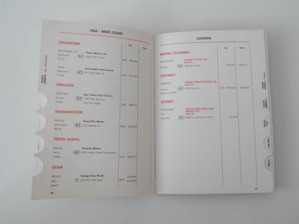 1975 Ferrari Dealer Directory 308 365 BB
