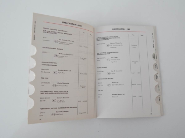 1975 Ferrari Dealer Directory 308 365 BB