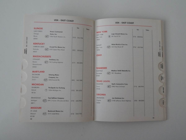 1975 Ferrari Dealer Directory 308 365 BB