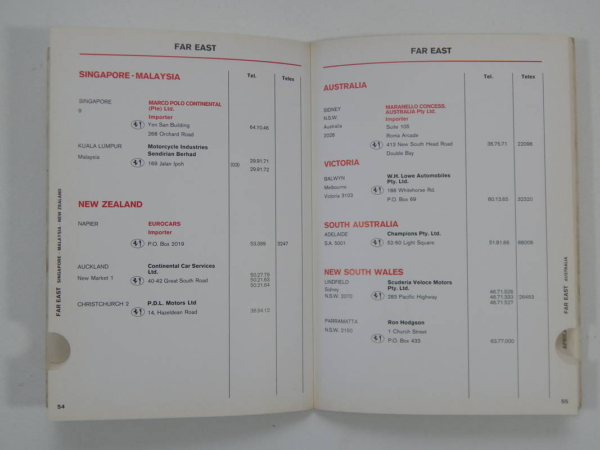 Ferrari 1976 Dealer Directory “Servizi Vendita E Assistenza” 365 308 512