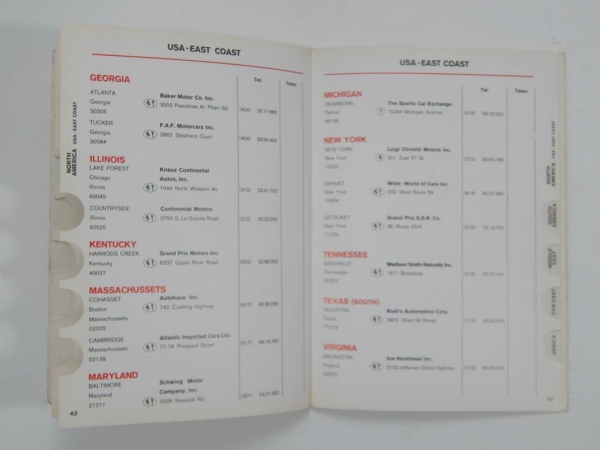 Ferrari 1976 Dealer Directory “Servizi Vendita E Assistenza” 365 308 512