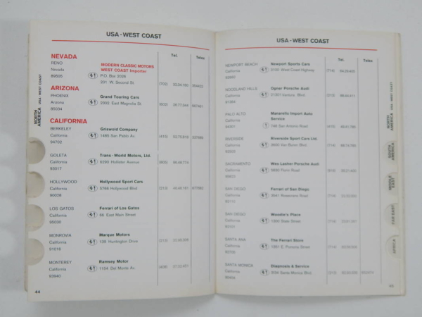 Ferrari 1976 Dealer Directory “Servizi Vendita E Assistenza” 365 308 512