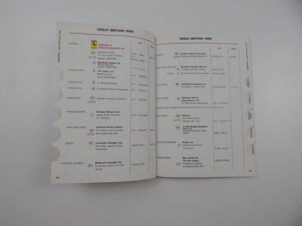 Ferrari 1982 Dealer Directory