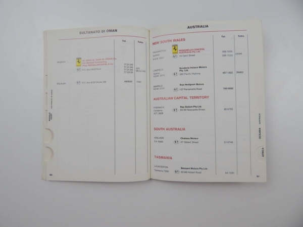 Ferrari 1982 Dealer Directory