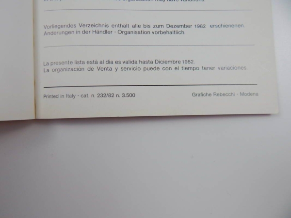 Ferrari 1982 Dealer Directory