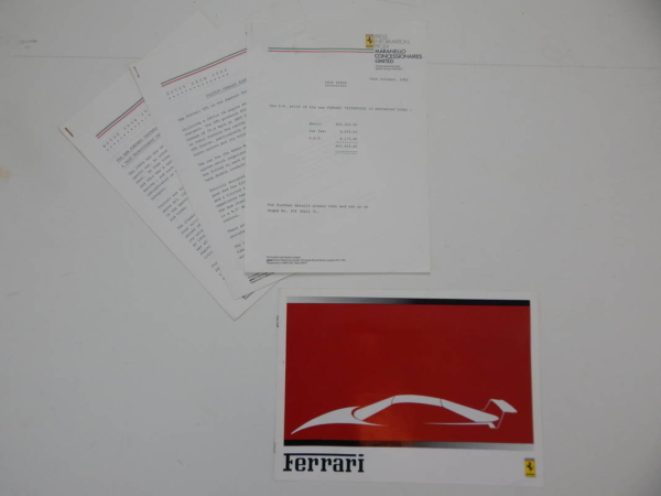 Ferrari 1984 UK Dealer Sales Brochure Documents