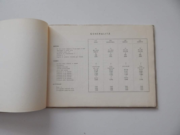 Ferrari 212 Inter 250 MM 340 Mexico 342 America Owner's Manual Handbook