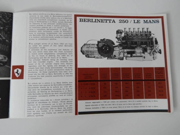 Ferrari 250 Le Mans Sales Brochure