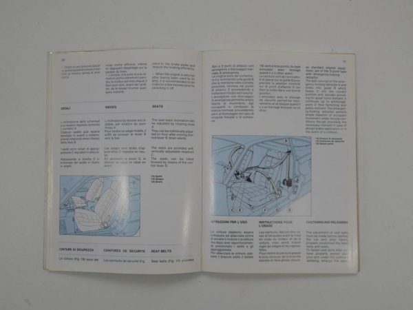 Ferrari 308 Euro Spec Quattrovalvole QV Owner's Manual