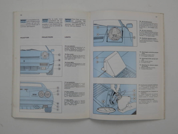 Ferrari 308 Euro Spec Quattrovalvole QV Owner's Manual