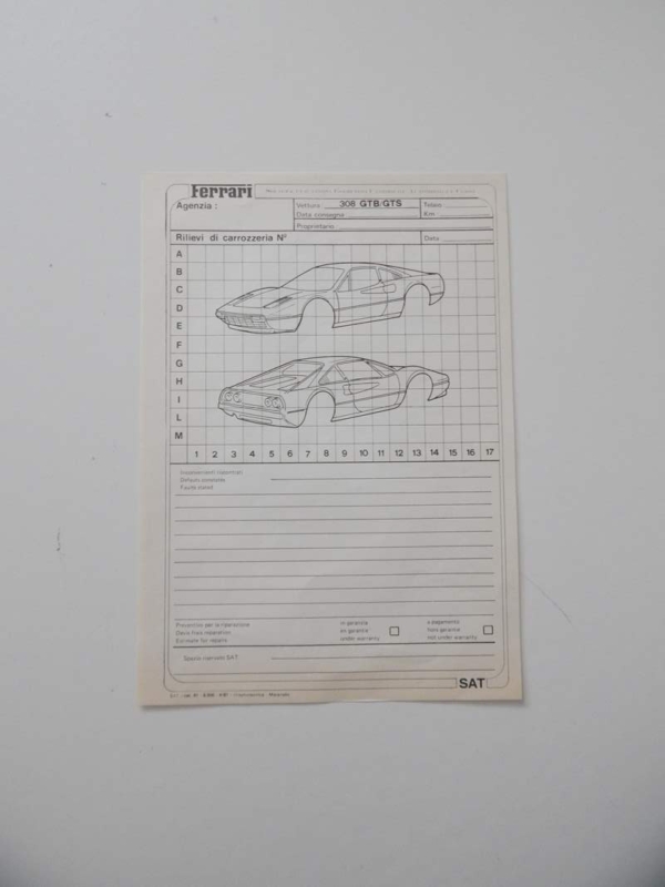 Ferrari 308 GTB Repair Sheet