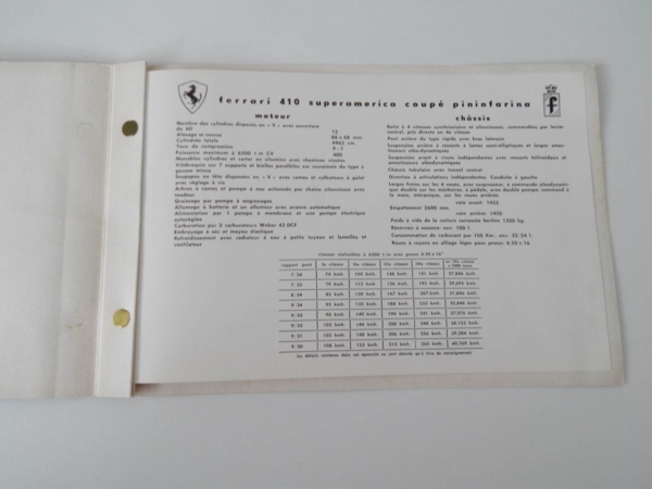 Ferrari 410 Superamerica Coupe Pininfarina (410 SA) Sales Brochure