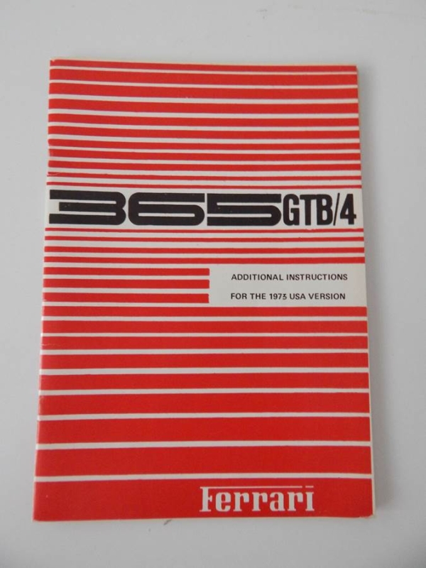 Ferrari 365 GTB/4 Daytona USA Additional Instructions Supplement Manual