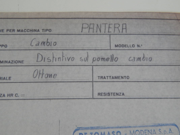 DeTomaso Pantera Gear Knob Blueprint