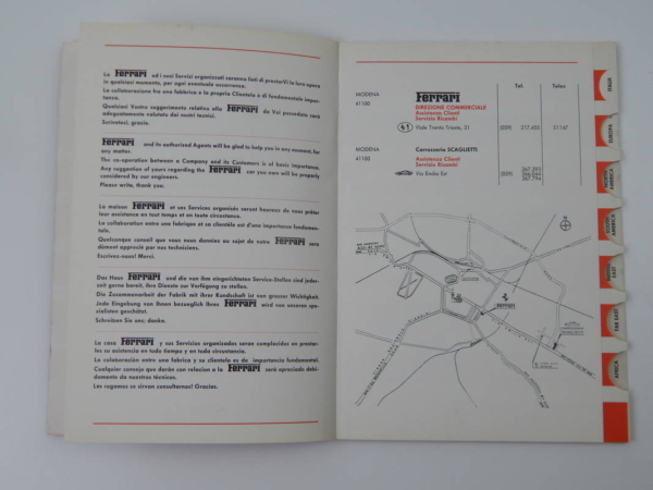 Ferrari 1975 Dealer Directory “Servizi Vendita E Assistenza” 365 308