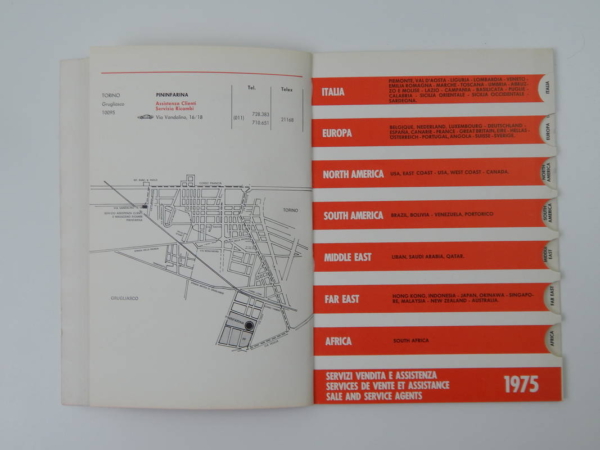 Ferrari 1975 Dealer Directory “Servizi Vendita E Assistenza” 365 308
