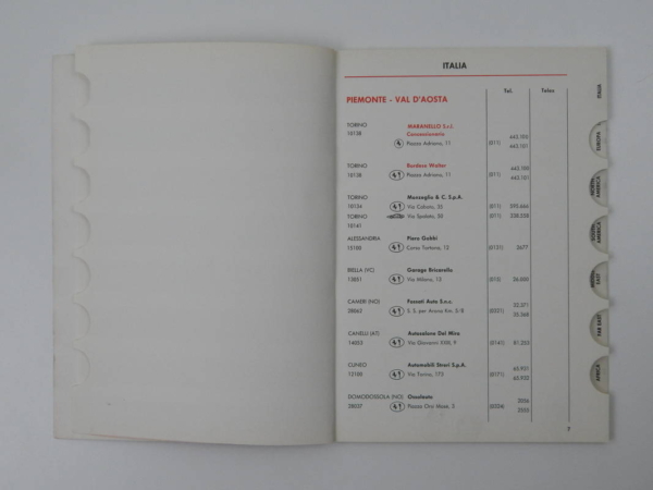 Ferrari 1975 Dealer Directory “Servizi Vendita E Assistenza” 365 308