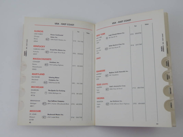 Ferrari 1975 Dealer Directory “Servizi Vendita E Assistenza” 365 308