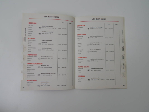 Ferrari 1976 Dealer Directory “Servizi Vendita E Assistenza” 365 308 512