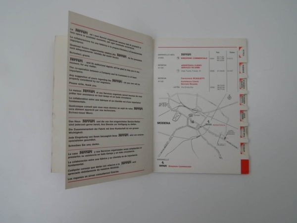 Ferrari 1976 Dealer Directory “Servizi Vendita E Assistenza” 365 308 512