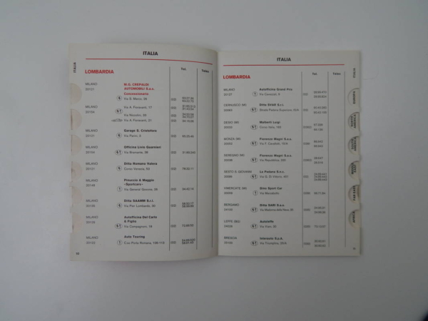 Ferrari 1976 Dealer Directory “Servizi Vendita E Assistenza” 365 308 512