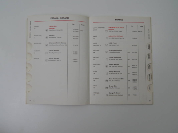 Ferrari 1976 Dealer Directory “Servizi Vendita E Assistenza” 365 308 512