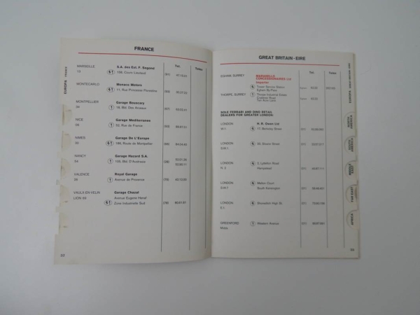Ferrari 1976 Dealer Directory “Servizi Vendita E Assistenza” 365 308 512