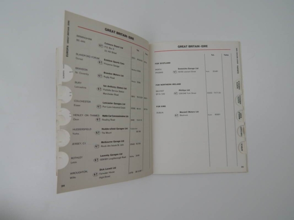 Ferrari 1976 Dealer Directory “Servizi Vendita E Assistenza” 365 308 512