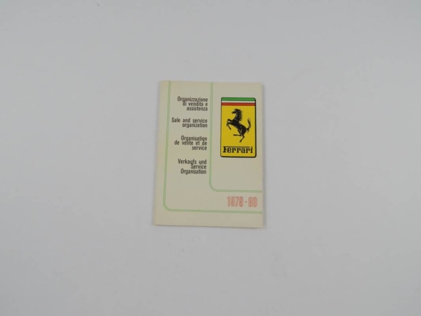 Ferrari 1979/80 Dealer Directory “Servizi Vendita E Assistenza” 308 365 512