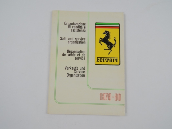 Ferrari 1979/80 Dealer Directory “Servizi Vendita E Assistenza” 308 365 512