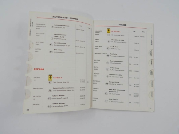 Ferrari 1979/80 Dealer Directory “Servizi Vendita E Assistenza” 308 365 512