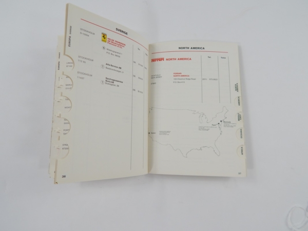 Ferrari 1979/80 Dealer Directory “Servizi Vendita E Assistenza” 308 365 512