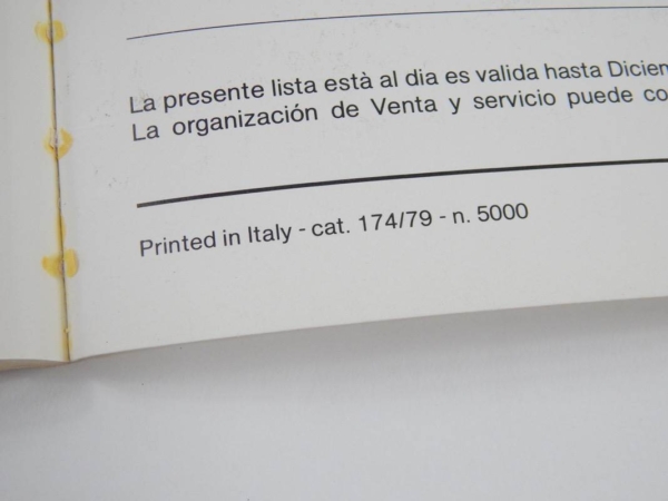 Ferrari 1979/80 Dealer Directory “Servizi Vendita E Assistenza” 308 365 512