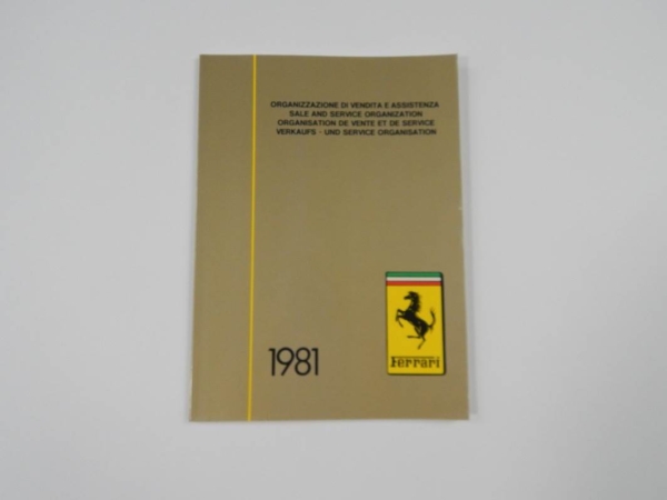 Ferrari 1981 Dealer Directory “Servizi Vendita E Assistenza” 208 308 400 Mondial