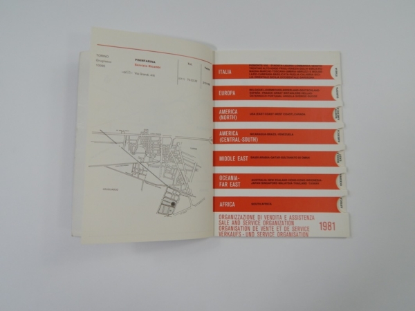 Ferrari 1981 Dealer Directory “Servizi Vendita E Assistenza” 208 308 400 Mondial