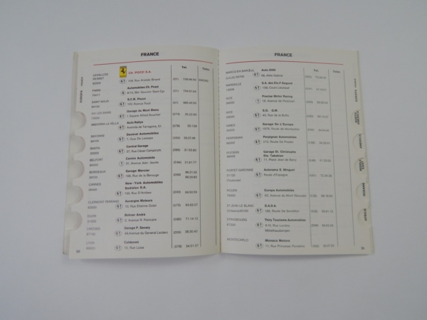 Ferrari 1981 Dealer Directory “Servizi Vendita E Assistenza” 208 308 400 Mondial