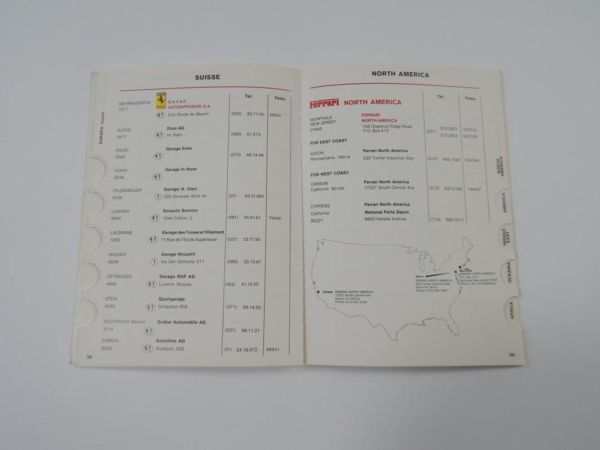 Ferrari 1981 Dealer Directory “Servizi Vendita E Assistenza” 208 308 400 Mondial
