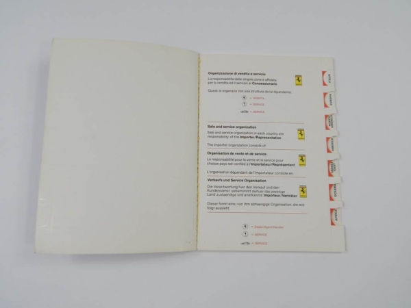 Ferrari 1981 Dealer Directory “Servizi Vendita E Assistenza” 208 308 400 Mondial