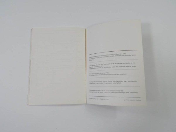 Ferrari 1981 Dealer Directory “Servizi Vendita E Assistenza” 208 308 400 Mondial