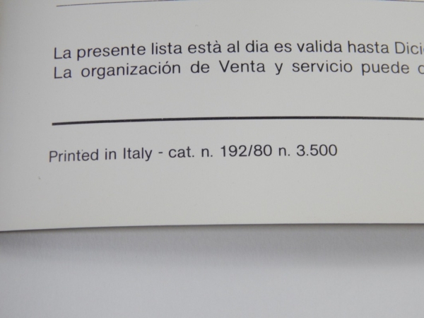Ferrari 1981 Dealer Directory “Servizi Vendita E Assistenza” 208 308 400 Mondial