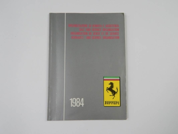 Ferrari 1984 Dealer Directory “Servizi Vendita E Assistenza” 288 308 QV Mondial