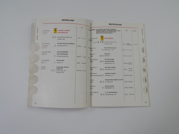 Ferrari 1984 Dealer Directory “Servizi Vendita E Assistenza” 288 308 QV Mondial