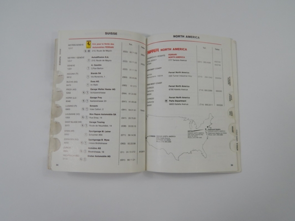 Ferrari 1984 Dealer Directory “Servizi Vendita E Assistenza” 288 308 QV Mondial