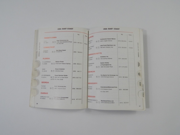 Ferrari 1984 Dealer Directory “Servizi Vendita E Assistenza” 288 308 QV Mondial