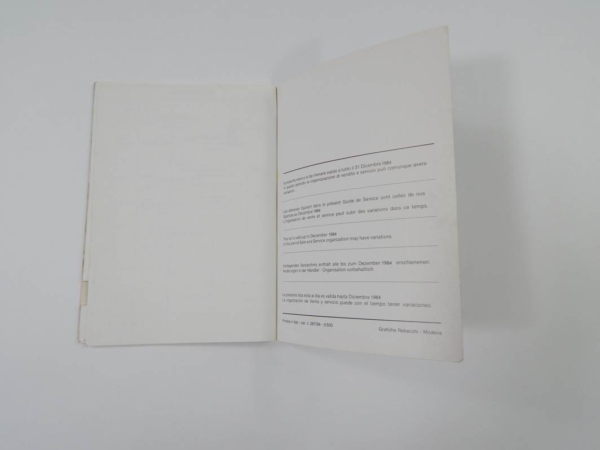 Ferrari 1984 Dealer Directory “Servizi Vendita E Assistenza” 288 308 QV Mondial