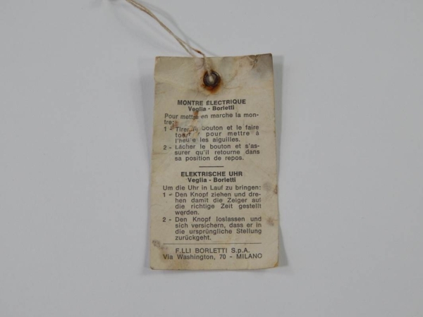 Ferrari 246 Dino 308 Veglia Borletti Clock Tag Instructions