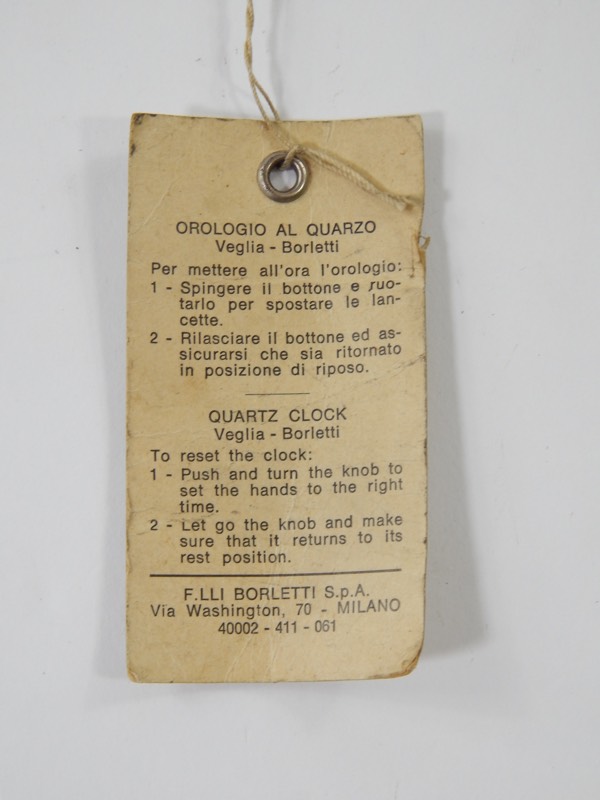 Ferrari 246 Dino 308 Veglia Borletti Clock Tag Instructions