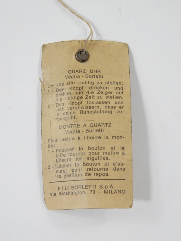 Ferrari 246 Dino 308 Veglia Borletti Clock Tag Instructions