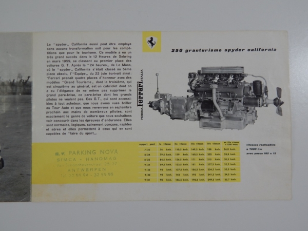 Ferrari 250 California Spyder Sales Brochure