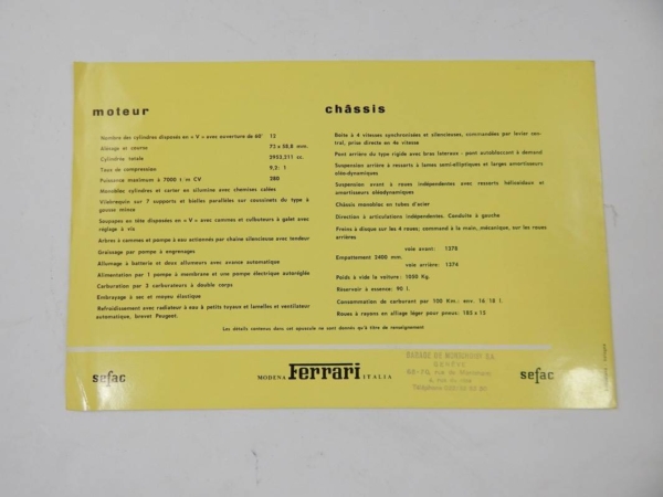 Ferrari 250 California Spyder Sales Brochure French
